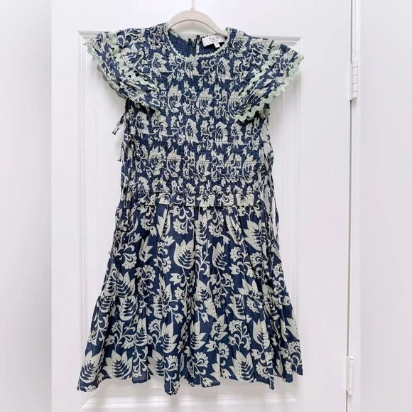 Sea NY Linda Smocked Blue and Green Patterned Mini Dress - Picture 2 of 5